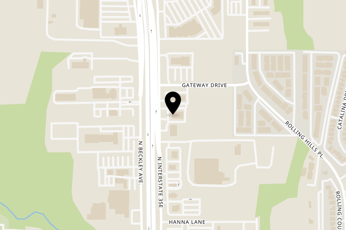 Map showing the location of Mariscos La Marina Seafood Grill on 920 N Interstate 35 E Rd in Lancaster